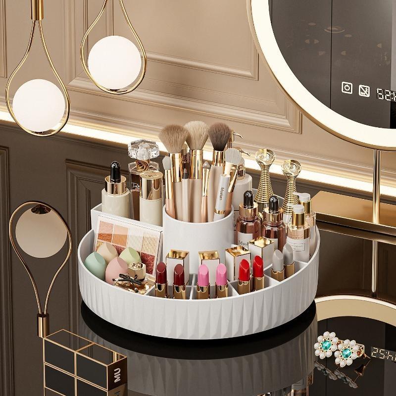 Home Bathroom Vanity - منظم مكياج دوار كبير السعة متعدد