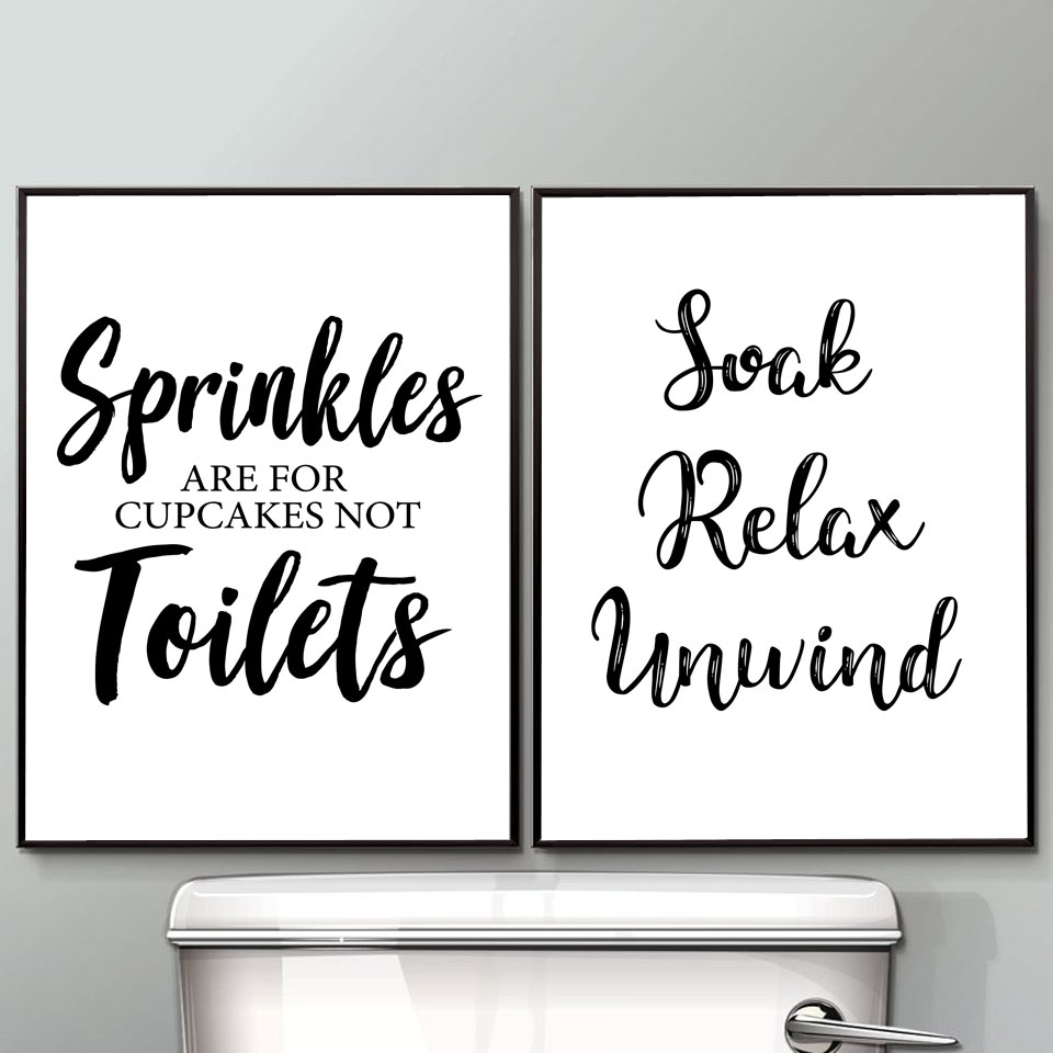 Home Bathroom Rules - الرسم على لوحات القماش الجدارية قواعد