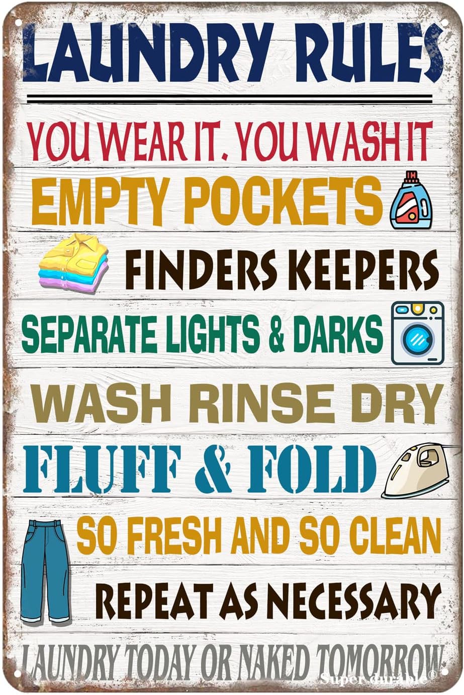Home Bathroom Rules - لافتة معدنية عتيقة فائقة المتانة بتصميم