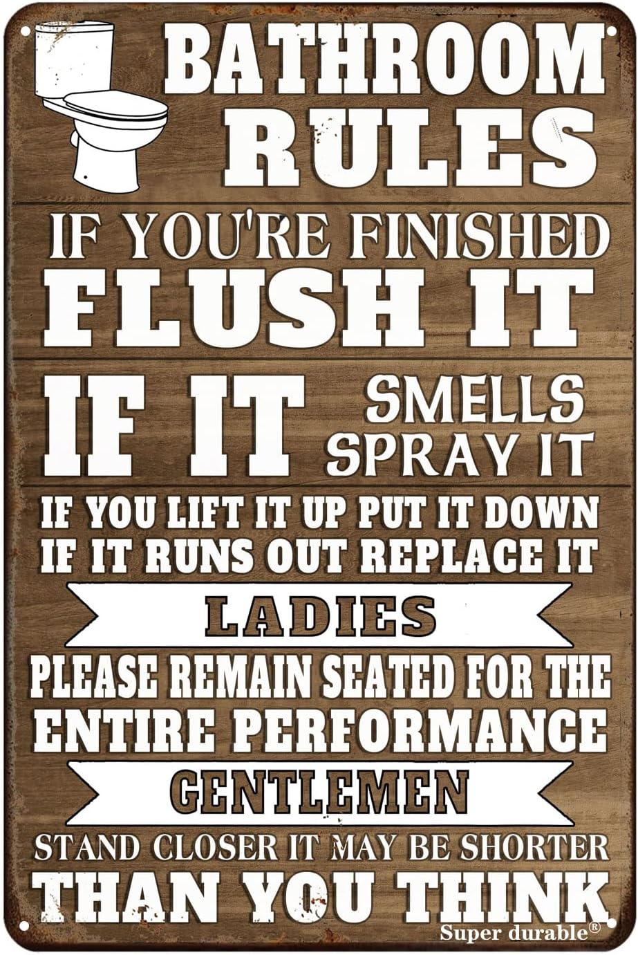 Home Bathroom Rules - لافتة معدنية مضحكة لقواعد الحمام، ديكور