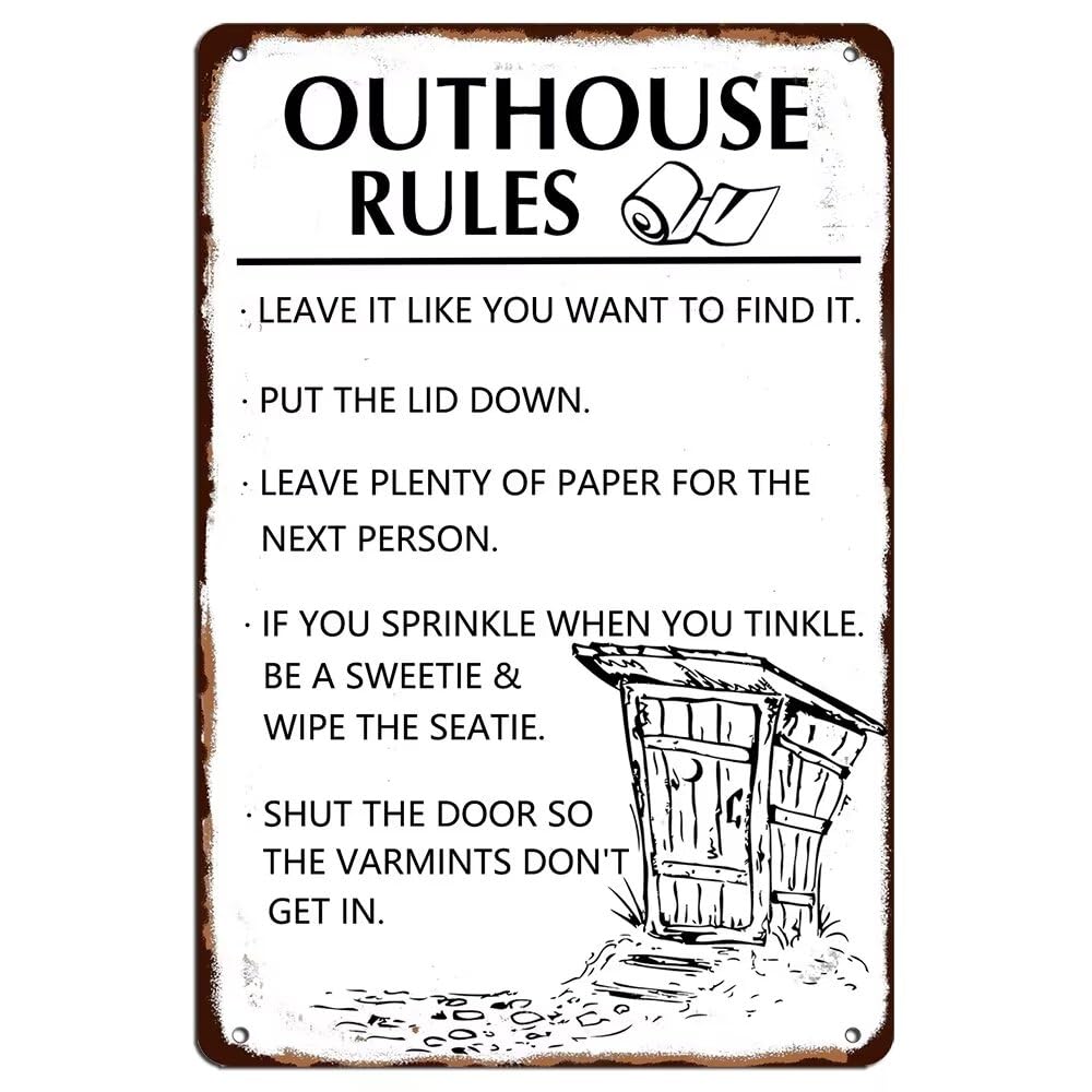 Home Bathroom Rules - لوحة معدنية مضحكة بتصميم قواعد الحمام