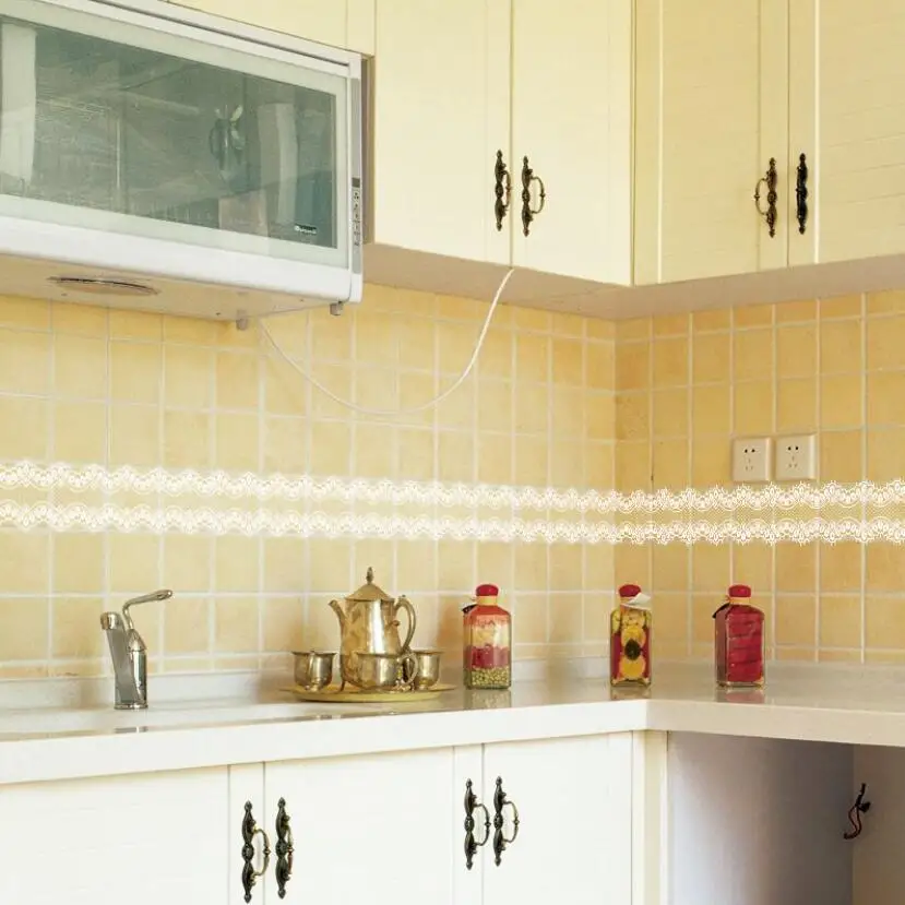 Home Bathroom Tiles - الحلو الدانتيل تصميم خلفية الحدود ملصق