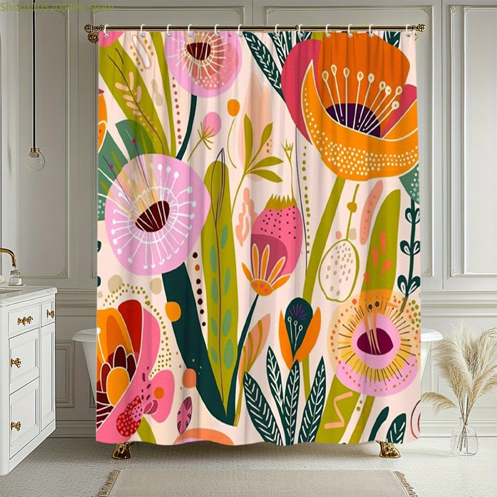ستارة حمام بنمط زهور نابض بالح - مراجعة Home Bathroom Ideas وسعره
