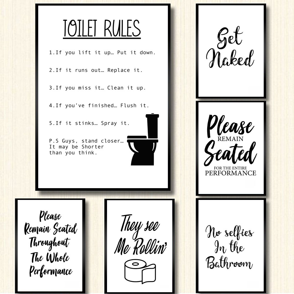 الرسم على لوحات القماش الجداري - مراجعة Home Bathroom Rules وسعره