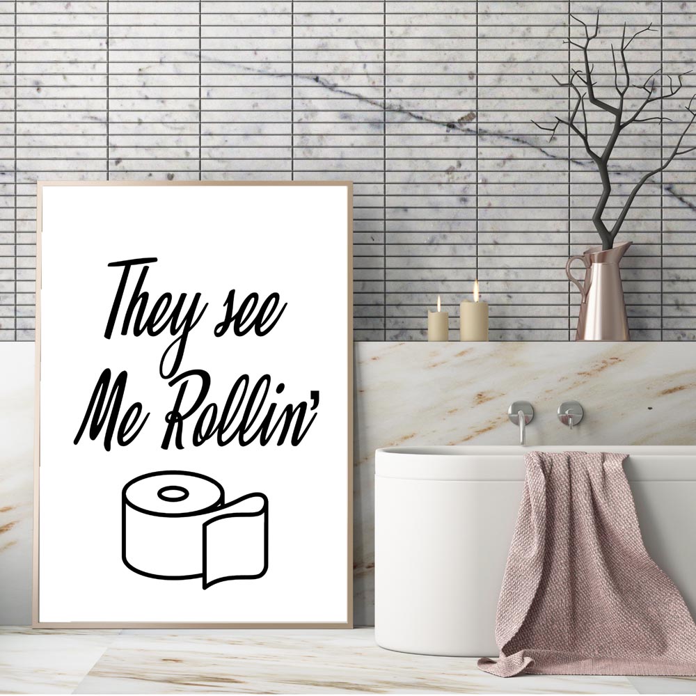 الرسم على لوحات القماش الجداري - مراجعة Home Bathroom Rules وسعره