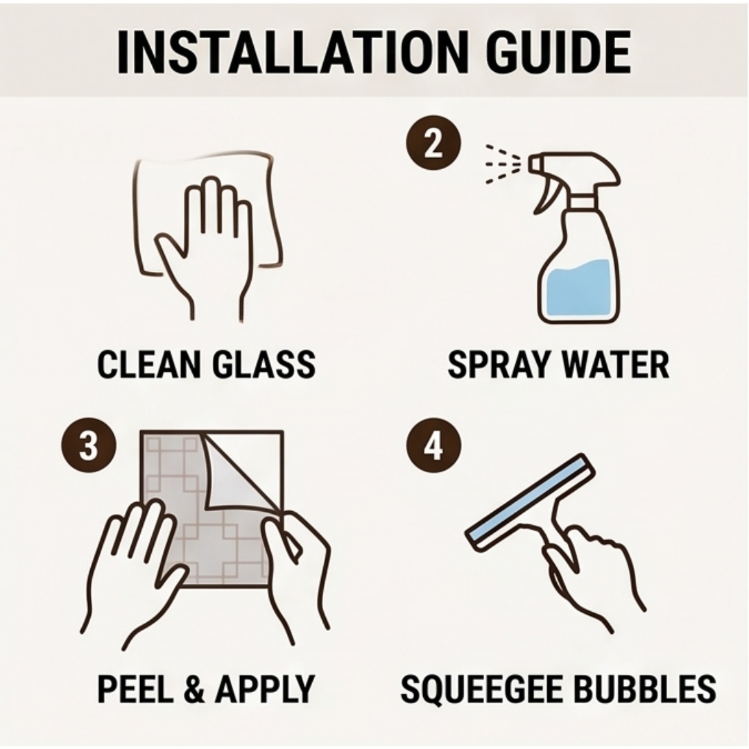فيلم نافذة مطبوع بنقشة الشبكة  - مراجعة Home Bathroom Glass وسعره