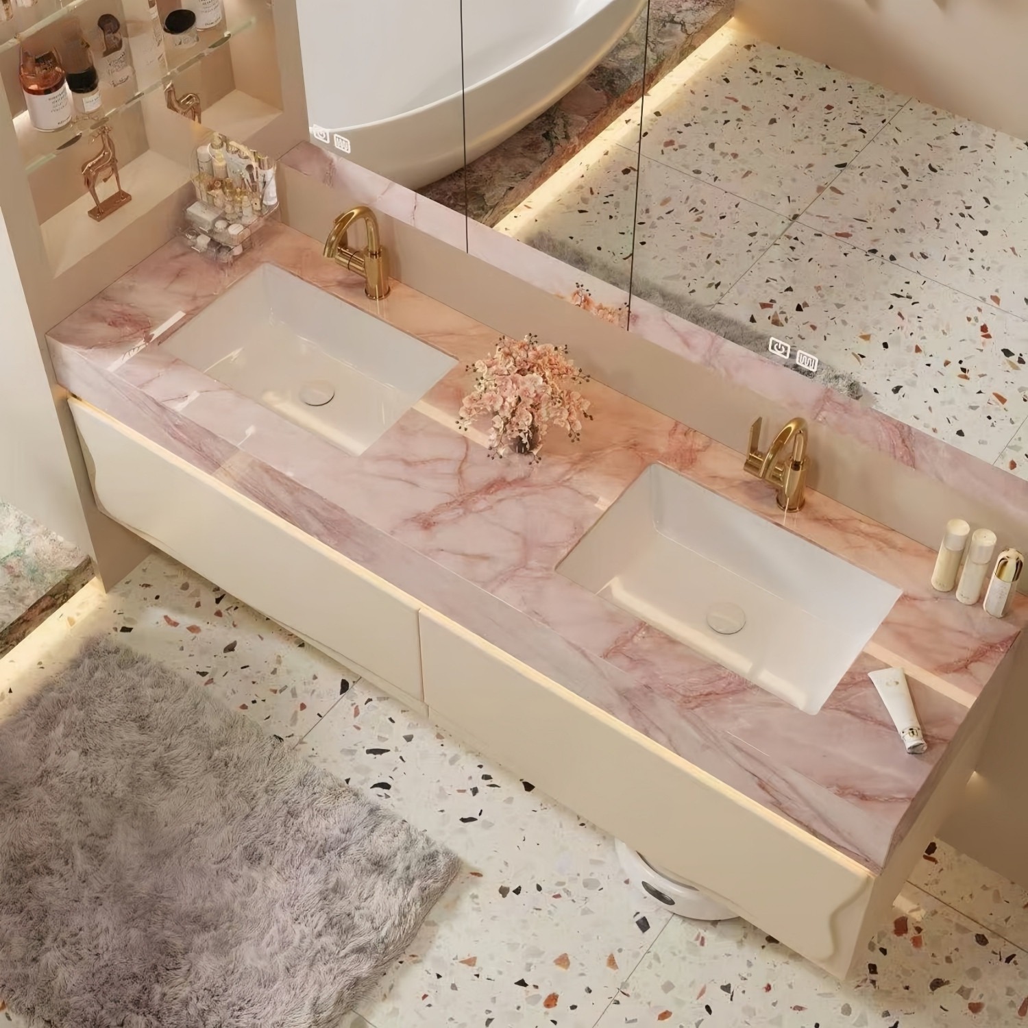 حوض حمام مستطيل من الرخام، حوض - مراجعة Home Bathroom Vanity وسعره
